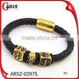 Gold skull clasps for leather bracelets real mens leather bracelet