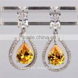 2015 Fashion Jewelry Gold Plated Yellow Crystal Stud Earrings for Women thumbnail-5