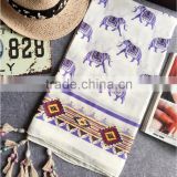 Hot Sale Korea Fashion Elephant Printed Ladies Scarves Shawl With Pendant