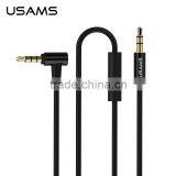 USAMS With Mic Audio Cable for Universal Mobile Phone Headphone 3.5mm Stereo Audio Curved Cable 1M Male to Male Cable MT-5774 thumbnail-1