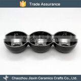 Tableware Three Divided Black Ceramic Cheap Porcelain Snack Dish thumbnail-1