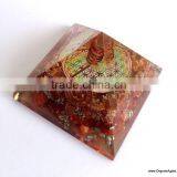 Chakra Pyramid | Big Orgone Red Carnelian Pyramid With Flower Of Life Symbol And Crystal Point | Reiki Products thumbnail-4