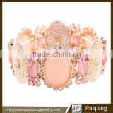 Personalized european exaggerated big gemstone wide elastic bangle