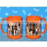 JT-1015 Straight Shape Orange Glazed Ceramic Mug With Decal thumbnail-1