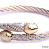 two tone rose gold stainless steel cable wire cuff bracelet