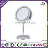 7-inch Tabletop Two-Sided Swivel Led Travel Mirror With 8x Magnification Chrome Finish