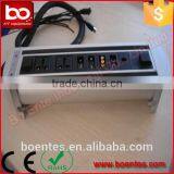 Aluminum Alloy Office Desktop Motorized Rotatable Power Outlets With Press Control for Electrical Socket thumbnail-4