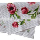 2pcs Yarn Dye Waffle Tea Towel With Flower Design Silk Screen Printing thumbnail-2
