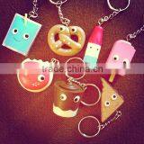 Customized 3d Kawaii Cartoon Food Set Toys Keychain/OEM Pvc 3d Cool Food Figurine Keychain/plastic Production Keychain Factory thumbnail-3
