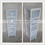 Shabby Chic Wooden Storage Chest Fully Assembled Wood Living Cabinet With White Hanging Hearts Handles thumbnail-3