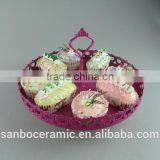 One Layer Small Colorful Cake Stand With Flower Rim OEM Factory Cheap Price thumbnail-4