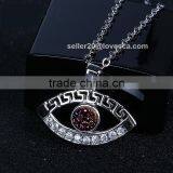 S925 Sterling Silver Evil Eye Natural Drusy Agate Crystal Quartz Geode Druzy Pendant thumbnail-1