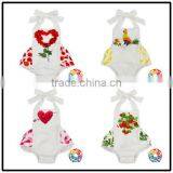 Wholesale Latest Style Beautiful Printing Ruffle Onesie Playsuit Floral White Bubble Rompers thumbnail-1