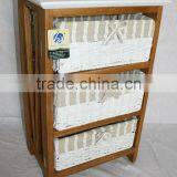 Wooden Storage Cabinets With 3 Wicker Drawers thumbnail-1