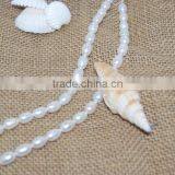 7-10 mm White Rice Shape Freshwater Pearl Strand thumbnail-1