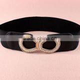 Wholesale Pearl and Rhinestone Inlaid Buckle Sex Women Lady Wide PU Waist Belt thumbnail-3