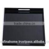 Dark Grey Square Colored Lacquer Serving Tray thumbnail-1