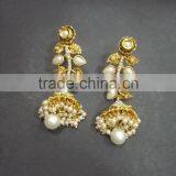 Indian Ethnic Pearl Leaf Design Jhumka Earrings thumbnail-1