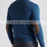 High Quality 12GG Casual Men's V-neck 100% Cashmere Sweater With Elbow Patches (BKNM10) thumbnail-2