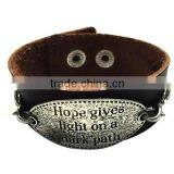 Custom Words Charms Leather Bracelet,antique Men Leather Bracelets,stylish Leather Wristband thumbnail-1