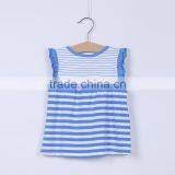 MGOO Cheap Price Cotton Girl Child Clothes Small Baby Light Blue Ruffles Striped Little Dresses CS010 thumbnail-3