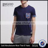 MGOO New Model 60% Cotton 40% Polyester Cuffed Sleeve Men's T-shirt In Different Color Pocket thumbnail-1