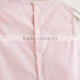 Plain Baby Pink Top Clothes Spots Pattern Sleeveless Shirt Same Fabric Diaper Cover thumbnail-3