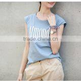 Wholesale OEM Blank T Shirt High Quality Sleeveless Cotton Women T Shirt Printing thumbnail-3