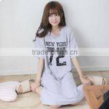 Female Model of Grey Number Printed Nightgown thumbnail-2