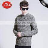 Simple Round Neck Gray Custom Knitting Mens Wool Sweater With Low Prices thumbnail-1
