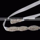 White Clear Rhinestone Circle Ring Ribbon Headband Headdress Wedding Hair Accessories thumbnail-2