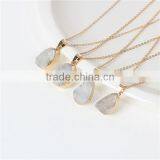 New Fashion Stone Druzy /Drusy Necklace Link Cable Chain Gold Plated White Drop Pendant 50.0cm Long thumbnail-3