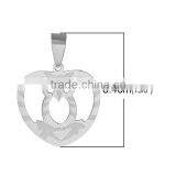 Stainless Steel Pendants Heart Silver Tone Halloween Owl Carved Hollow 34mm x 25mm thumbnail-2