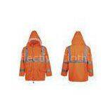 ANSI//ISEA 107-2010 reflective safety rainwear waterproof jacket with detachable hood