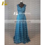 CE764 Scoop Neckline New Design Dark Blue Chiffon Mother Of The Groom Dresses