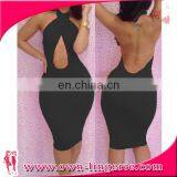 Sexy Neck Halter Backless Punk Clothing Women Gothic Clubwear Bodycon Mini Dress thumbnail-4