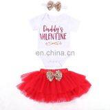 2019 Daddy's Valentine Letter Romper Tops + Tutu Skirt + Headband 3PCS Outfit Kids Clothing Set thumbnail-5