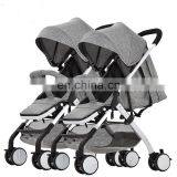 Carbon Steel Frame Lightweight Easy Folding Double Seat Baby Stroller Twin Stroller 3 in 1