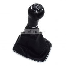 Wholesale quality auto parts car accessories gear shift knob with black leather covers car gear shift cover 5SPEED for VW
