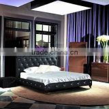 king size genuine leather bed with crystal
