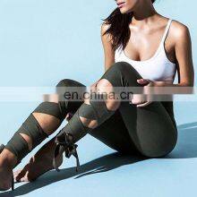 Women Ballerina Yoga Pants Bandage Cropped Leggings Sports Dance Tight Fitness Cross Running Tights thumbnail-1