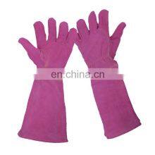 HANDLANDY Hot Sell Cowhide Purple Thorn Proof Gauntlet Garden Gloves For Home thumbnail-1