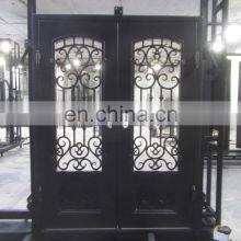 High Security House Entry Strong Metal Prehung Double Swing Design Popular Exterior Villa Modern Front Wrought Iron Door thumbnail-3