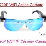 720P Wifi Action Camera Hidden Sunglasses Camera Can Support 4 Client Software Online the Same Time 3gp Camera Sunglasses thumbnail-1