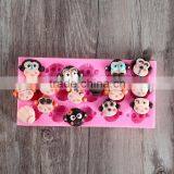 Nicole Food Grade Cute Monkey Cartoon Animals Silicone Molds For Fondant Cake Decorating,Concrete,Resin,Clay Crafts