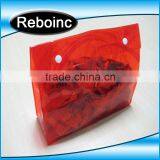 Pink PVC Cosmetic Plastic Tote Bag With Snap Button