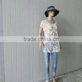 2016 Summer TOPS Hot Cotton Embroidery Lace Fabric Vest Women T-shirt Ladies Coat thumbnail-6