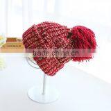 Autumn Winter Popular Colorful Yarn Knitting Large Pom Pom Beanie Hat Women thumbnail-5