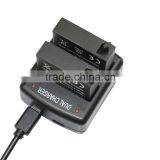 High Quality 2PCS 1400mAh Batteries Dual Charger for Xiaomi YI 4K Accessories Xiaoyi Sports Action Camera 2 II Battery Charger thumbnail-4