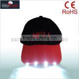 100% Cotton 6 Panels Red Cap With Built-in LED Light thumbnail-4